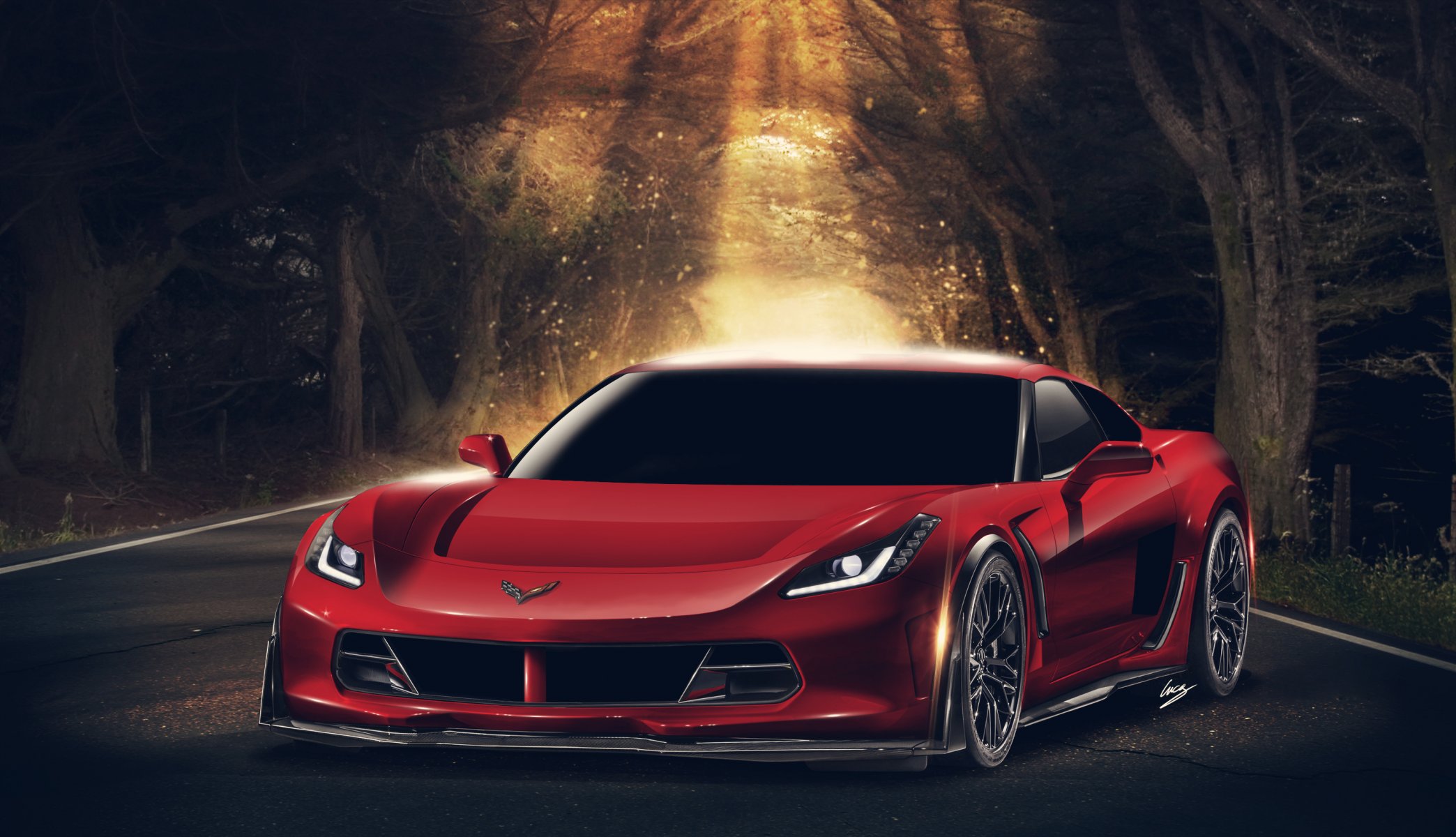 chevrolet corvette c7 anteriore rosso