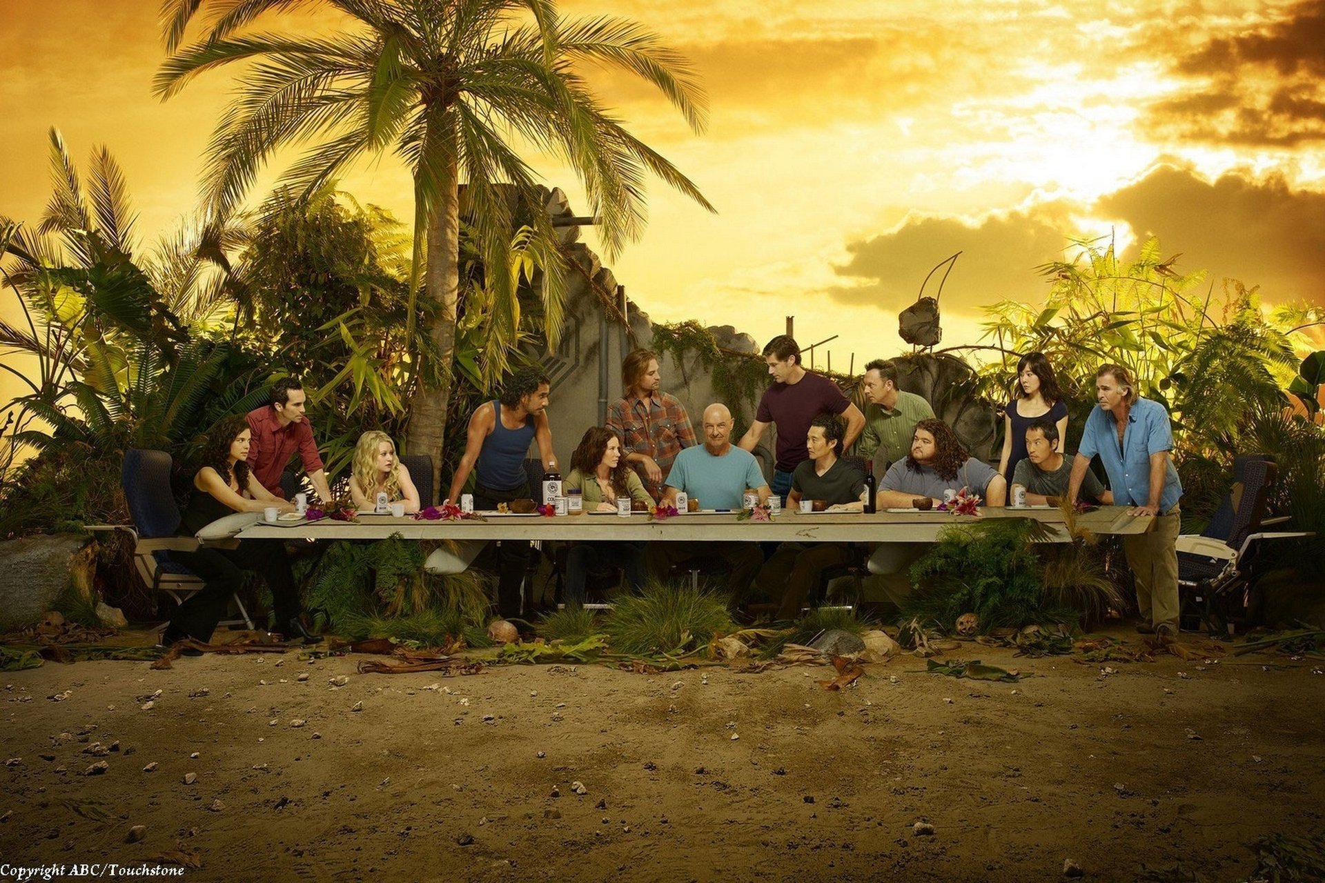 table de négociation rester en vie personnes perdu perdu film palmier cadre héros acteurs ciel coucher de soleil nuages