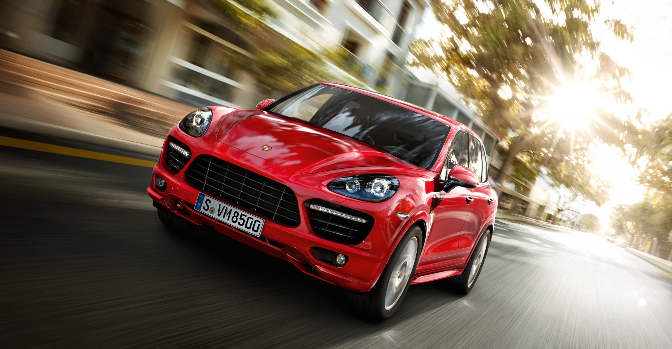 porsche cayenne strada velocità città rosso