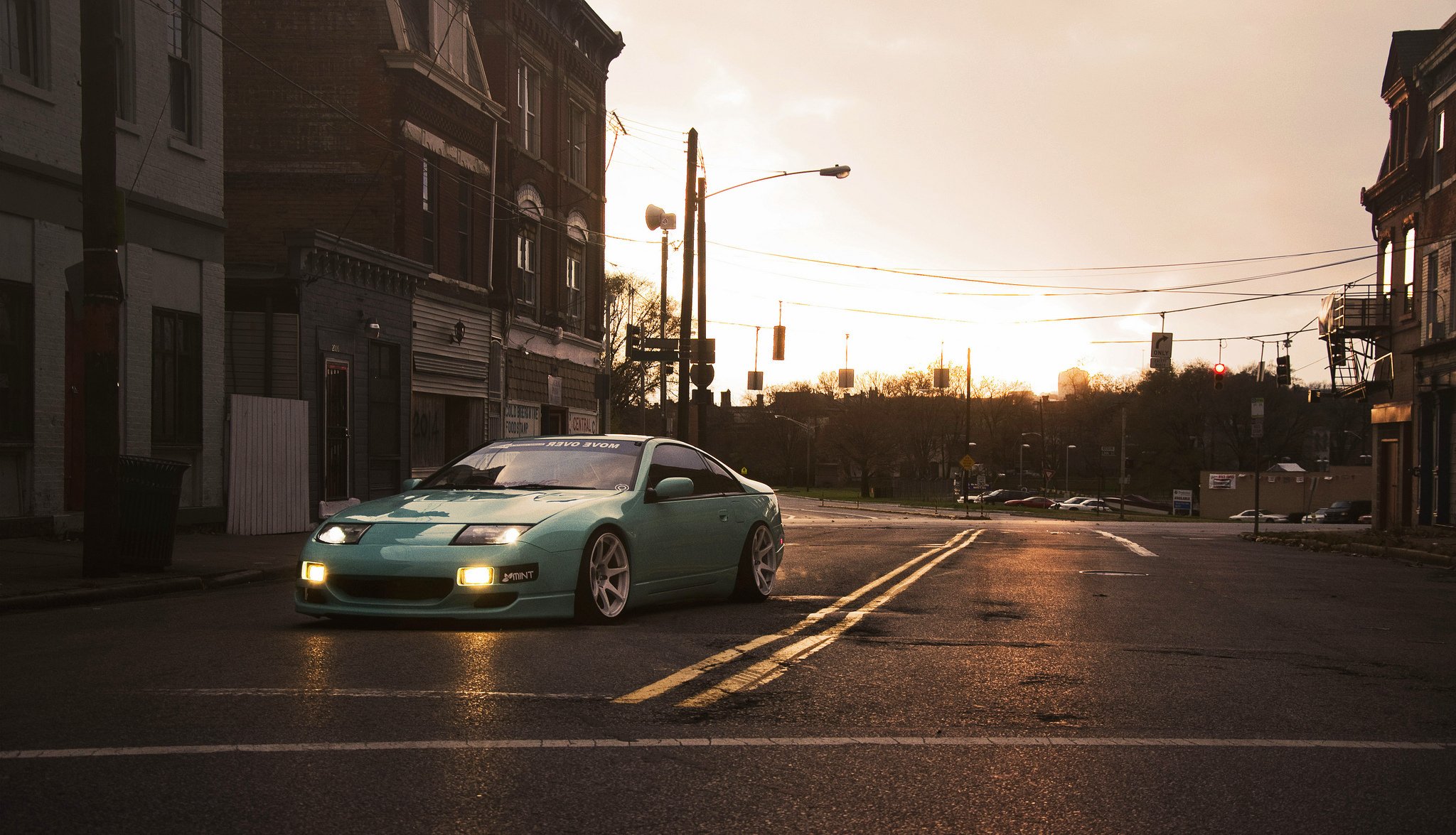 nissan 300zx fairlady green nissan city street