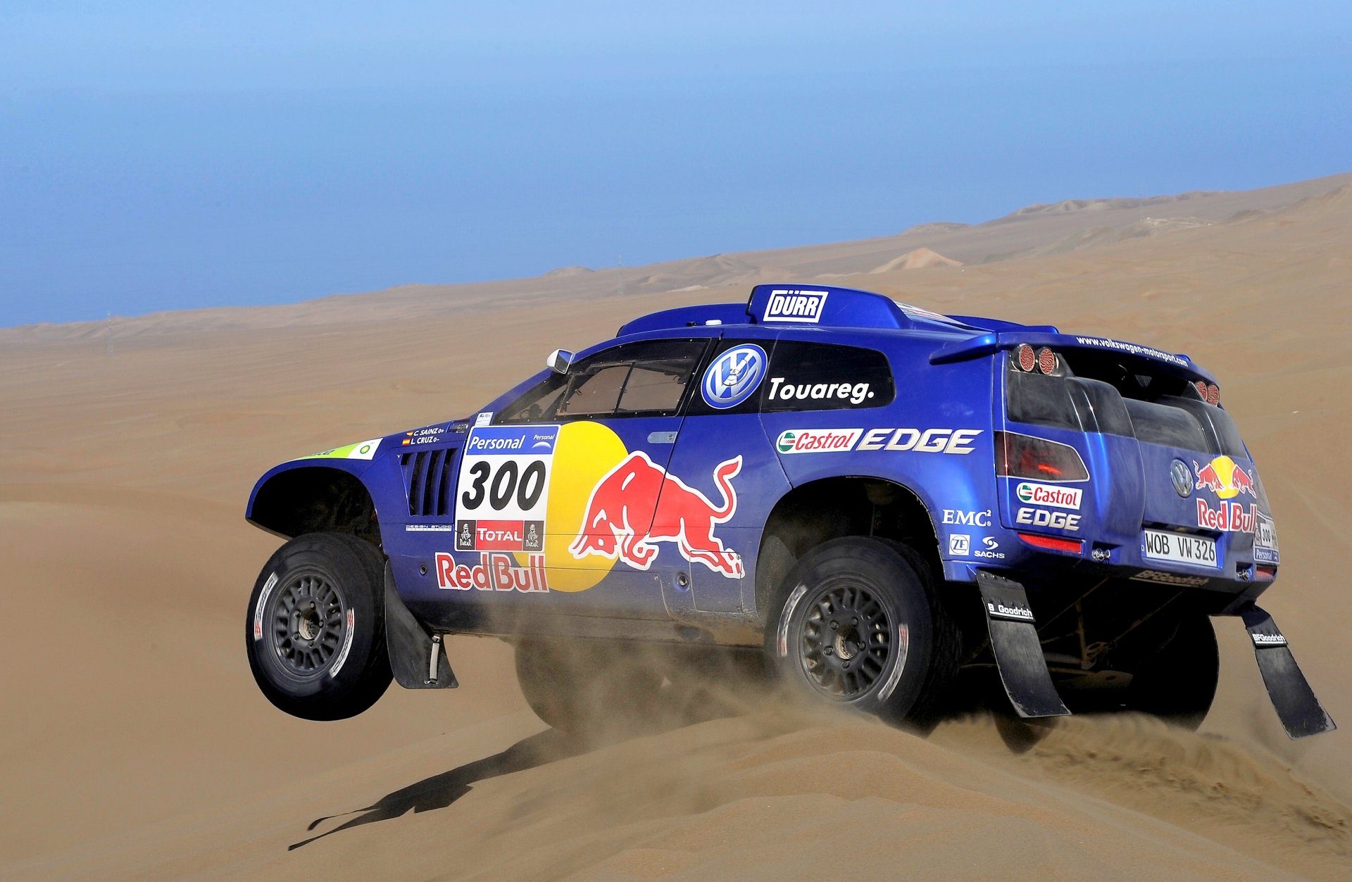 volkswagen tuareg dakar rally suv coche azul desierto carrera auto rally