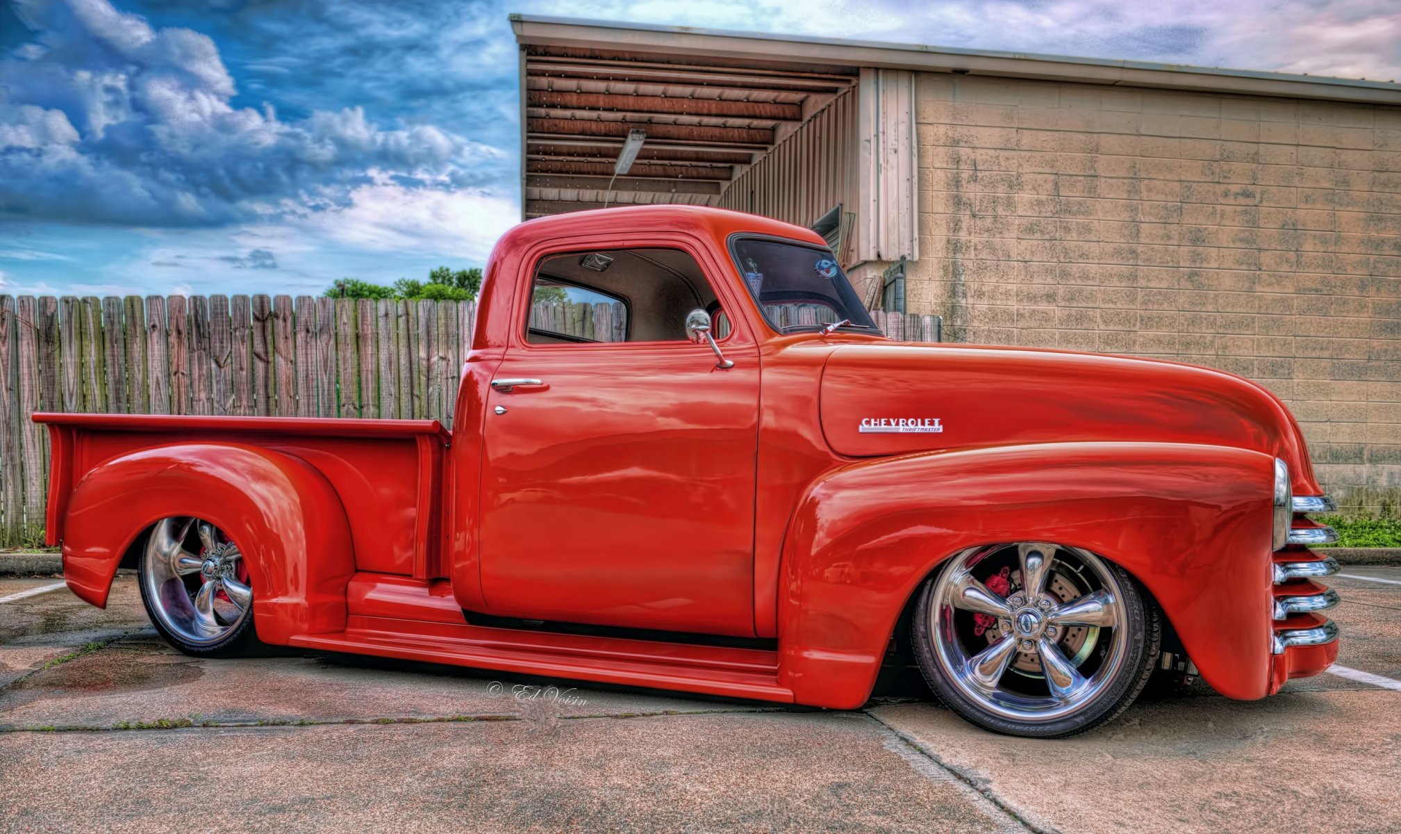 hdr chevrolet lowrider red red pickup