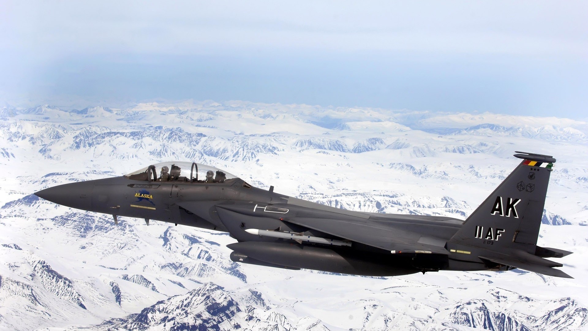 nieve blanco alaska f-15e strike eagle montaña