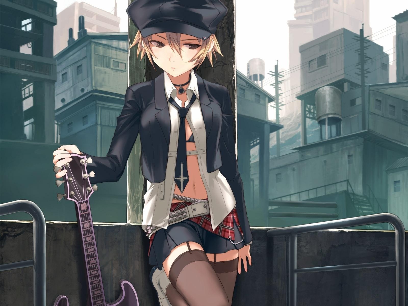 anime guitar punk rocker girl