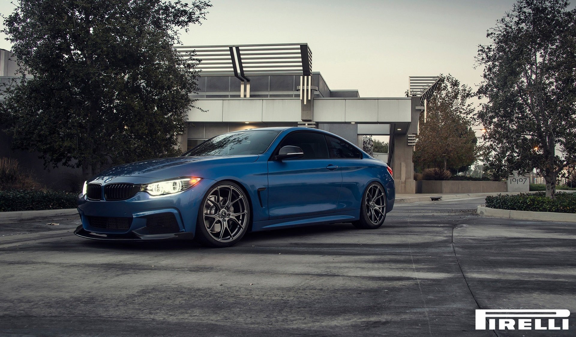 bmw f32 435i estoril blue v-ff vorsteiner 2015 front pirelli