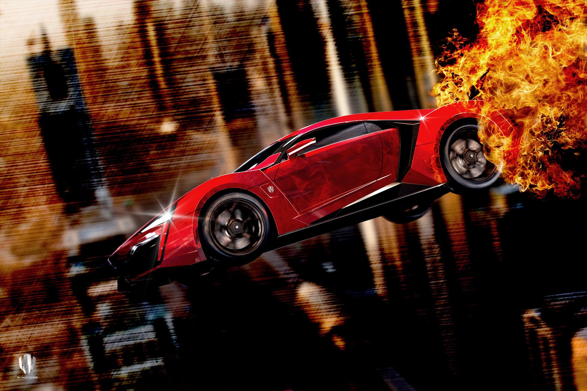 w motors lykan hypersport rápido y furioso 7 rojo fuego volar lado