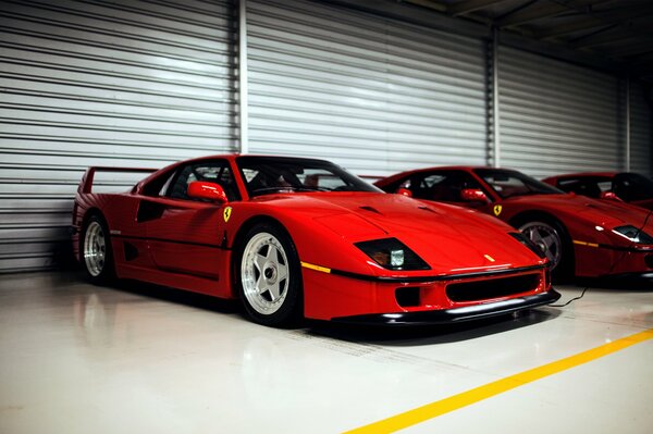 Red Ferrari supercar view from the front