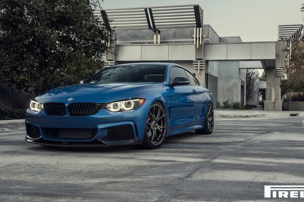 Front wheels of pirelli bmw car