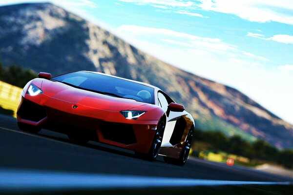 Coche deportivo rojo Lamborghini aventador