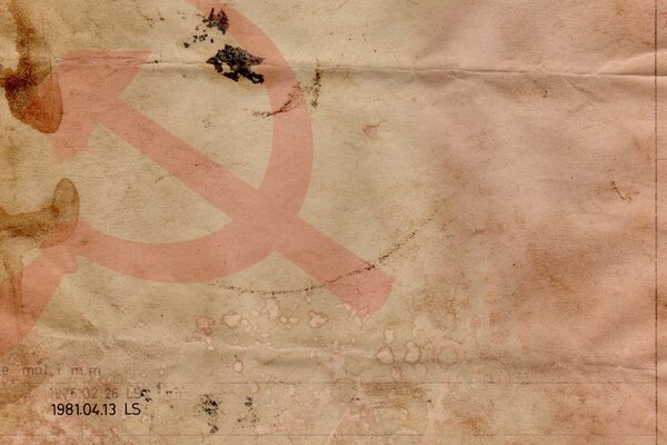 Ein Fleck auf dem Dokument der UdSSR. Sichel- und Hammermuster