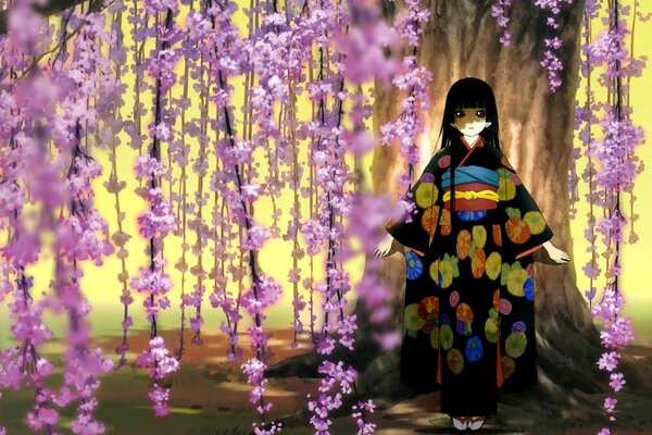 Anime karinka. A girl in a kimono