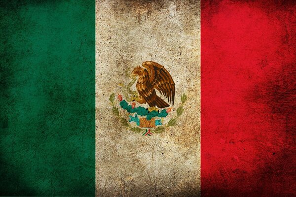 Красно-бело-зеленый флаг мексики с орлом