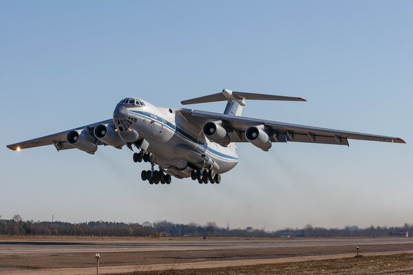Russian IL-76MD takes off from the runway