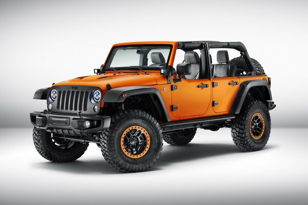 Jeep orange sur roues raides