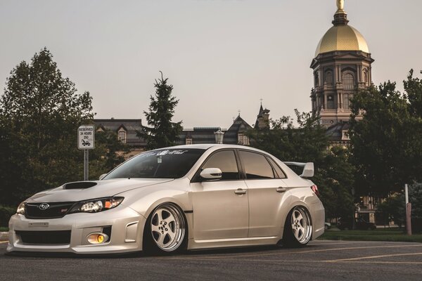 Modern racing car in white