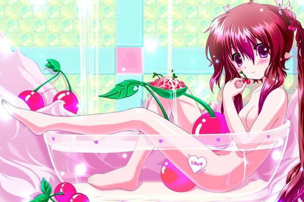 Anime girl rose art