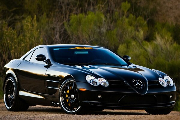 Coche negro chic en la naturaleza