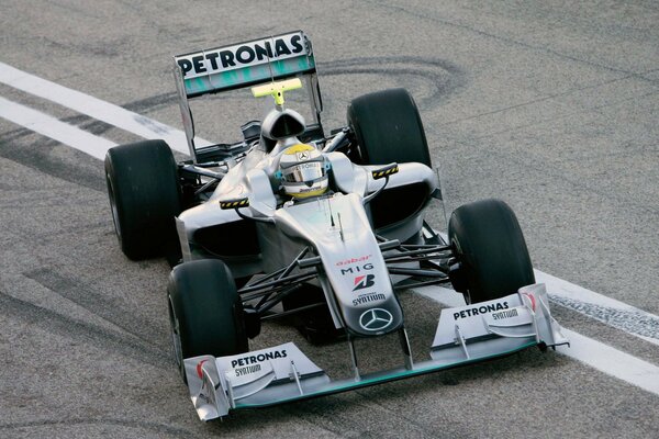 Mercedes racing car on the track