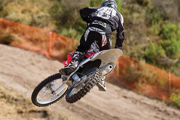 Motocross on a Honda motorcycle off-road