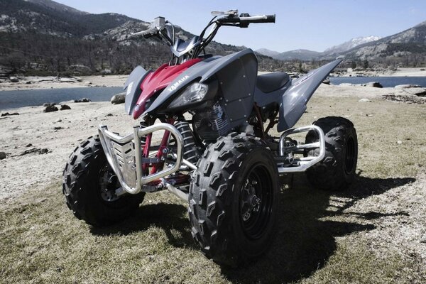 Yamaha Quad Bike im Hintergrund der Natur