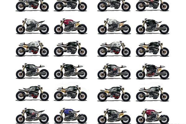 A collection of motorcycles of a whole generation of mankind