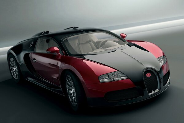 A beautiful car. Black and red bugatti