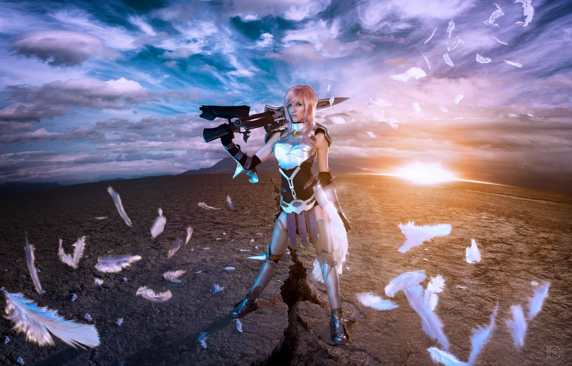 weapon final fantasy xiii-2 cosplay lightning warrior feather