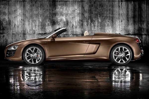 Brown Audi r8 on a gray background