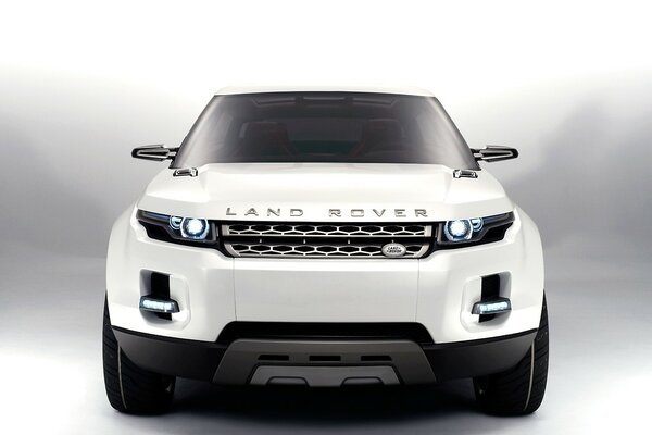 Land rover white car front view