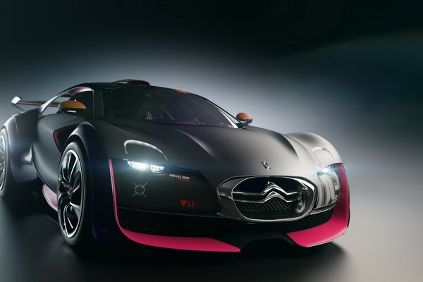 A new concept of a sports car with pink inserts