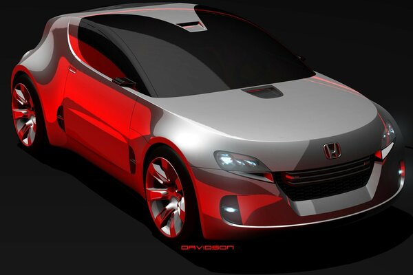 Auto Honda remix couleurs rouge et gris