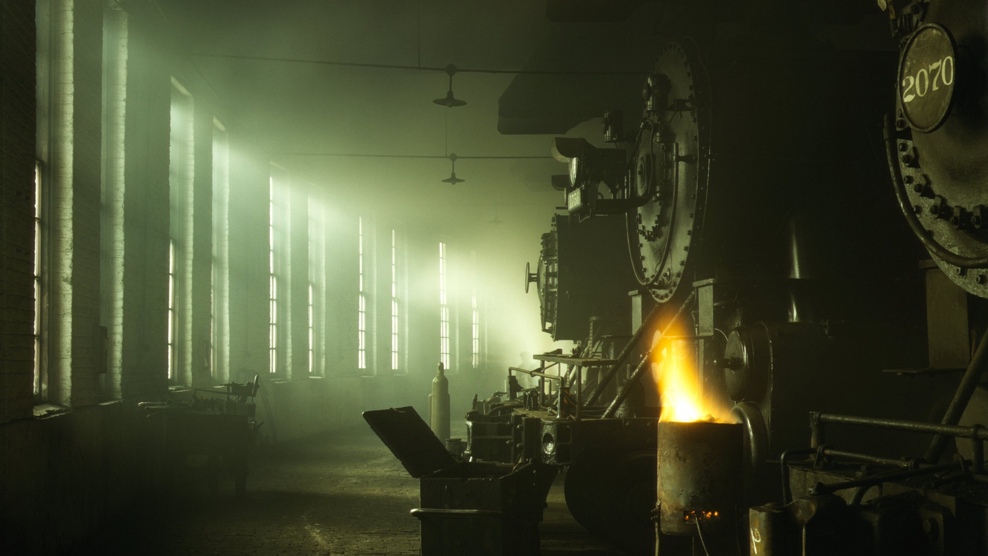 depot lokomotiven licht fenster