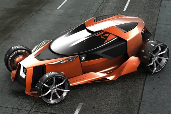 Voiture de course orange sur le parking