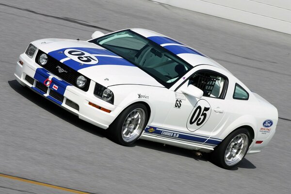 Ford Mustang car at speed