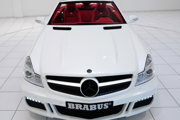 White mercedes benz on white tile