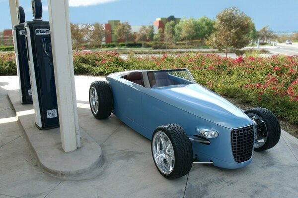 Volvo careto car at the gas station