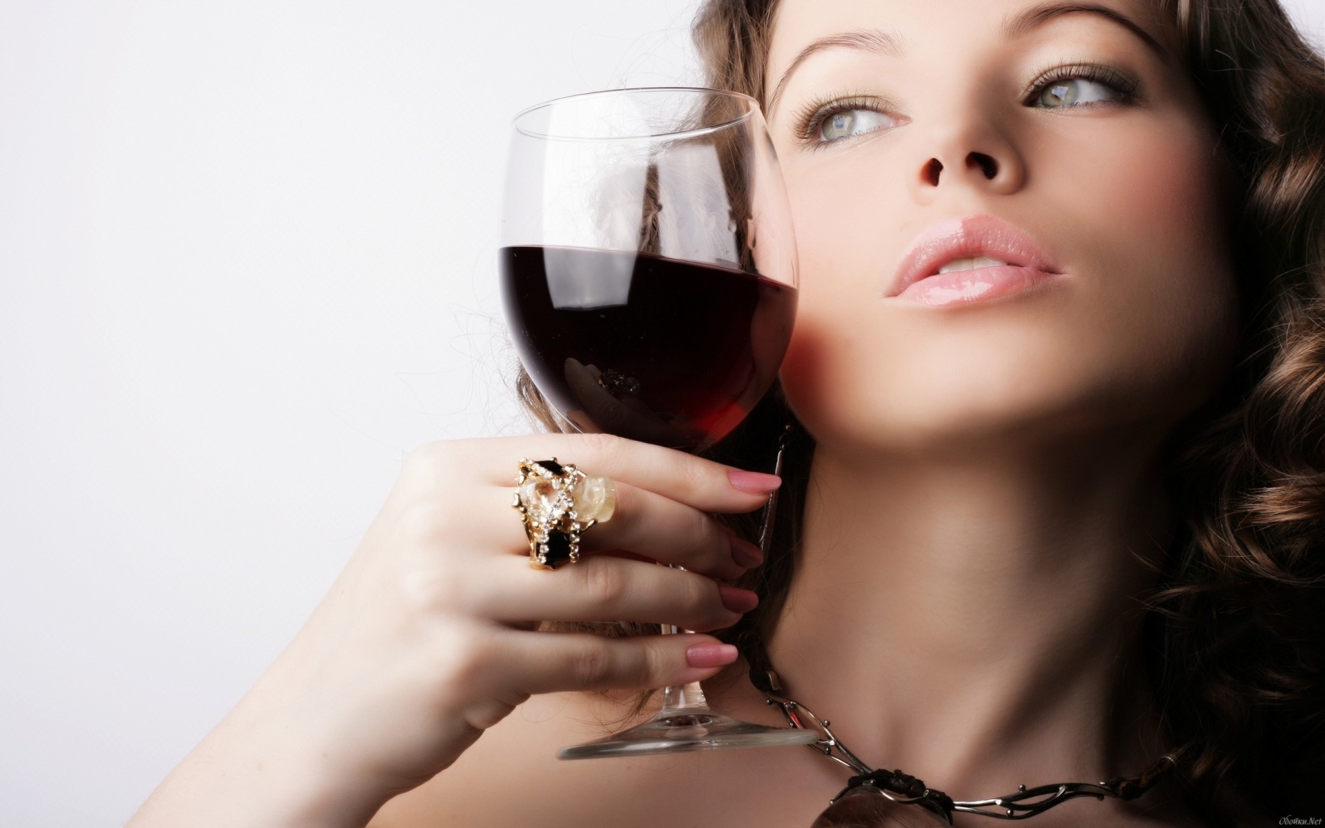 wine a woman girl brunette white close up