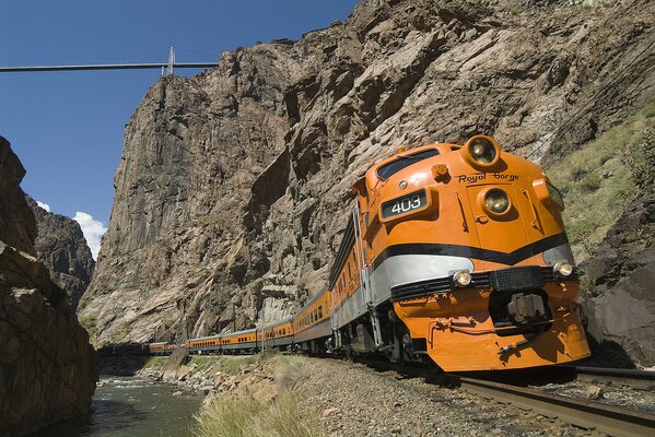 Passenger train among the Royal Gorge