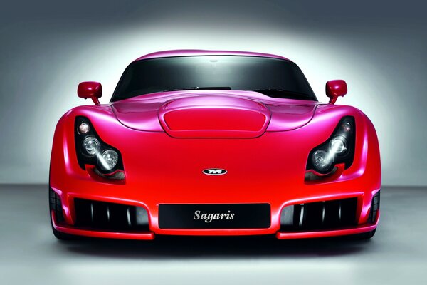 Red tvr sagarvis car on grey background