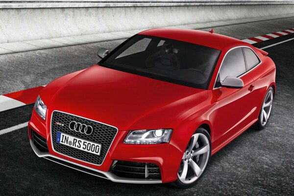 Red Audi on the road without a driver