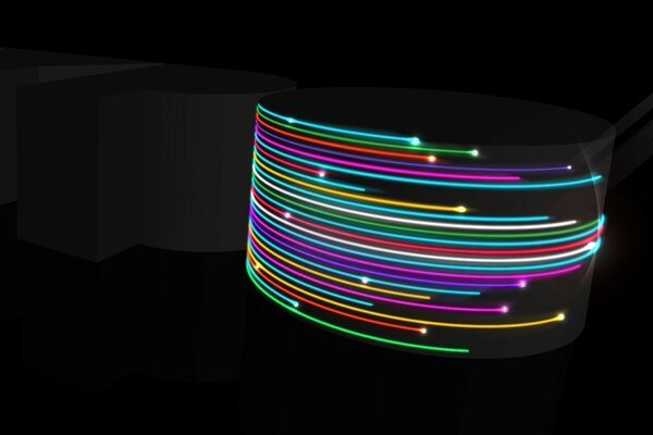 Colored rays on a black background