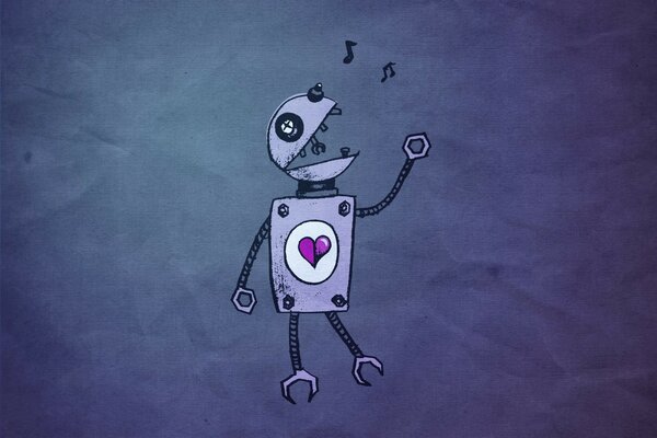 A singing robot in love with a heart