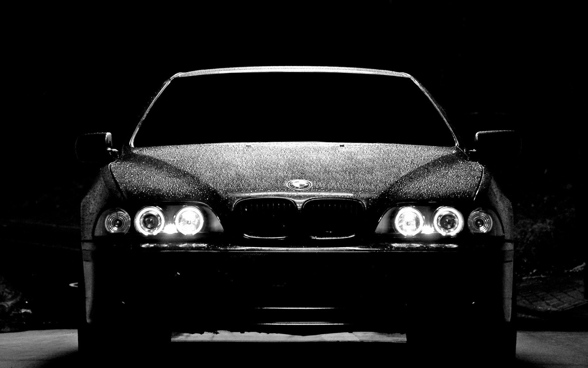 black bmw e39 5 series bmw five angel eyes light headlights background