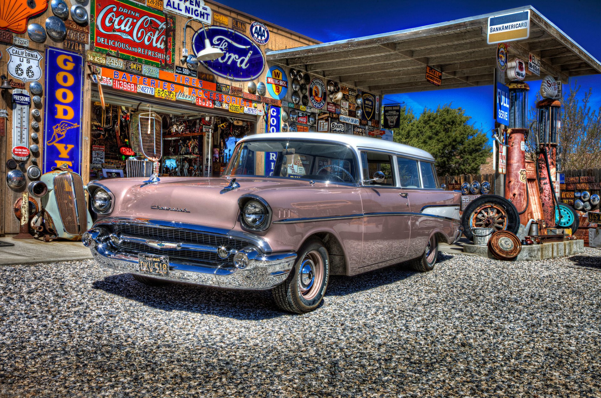 chevrolet automobile classique rétro service station-service station-service