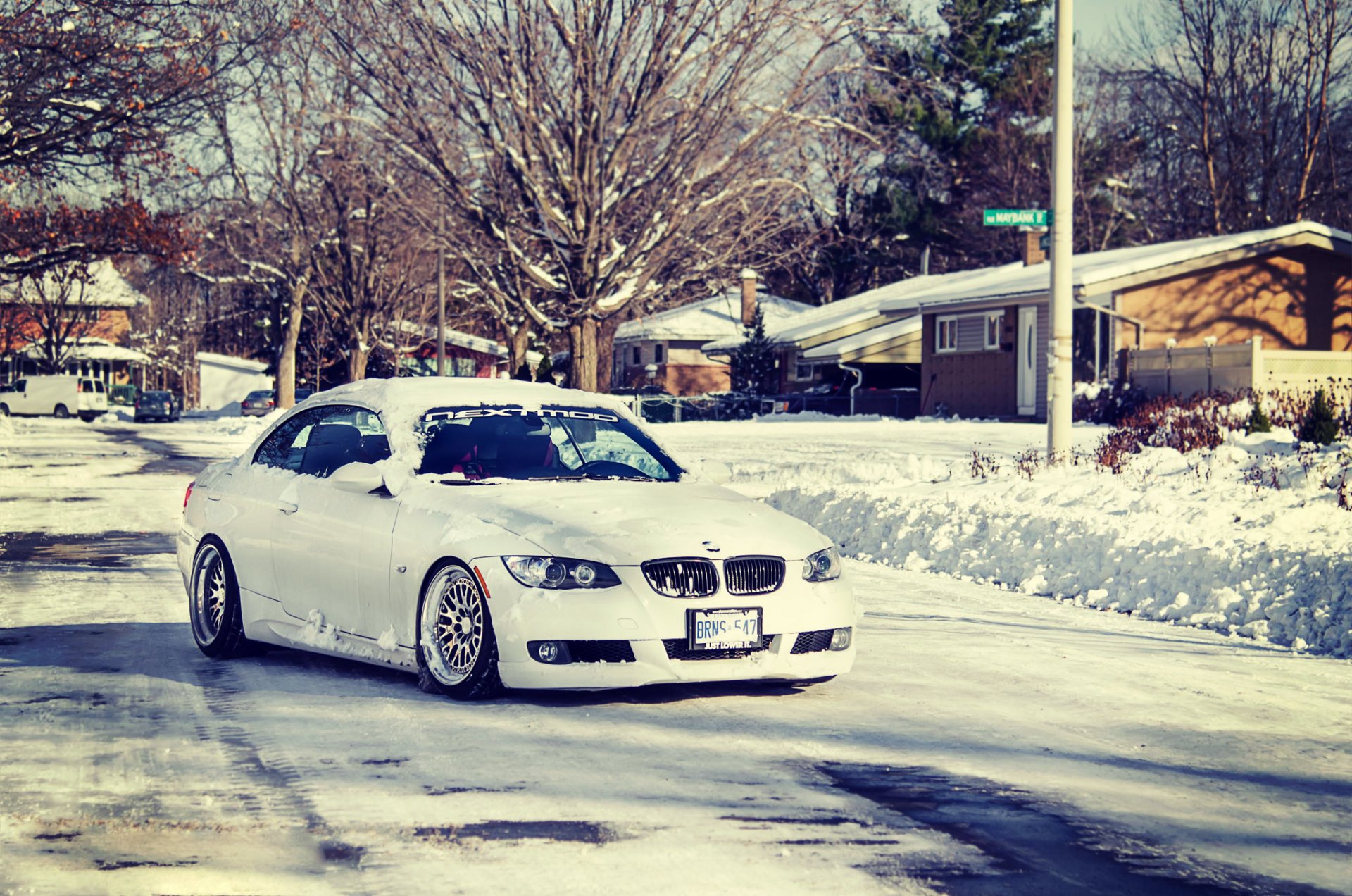 bmw in senso antiorario 335i 3series e93 posizione stanceworks strada neve inverno