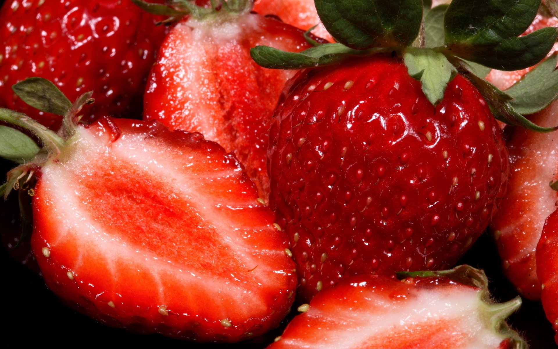 berries strawberry color red macro the cut half red berrie