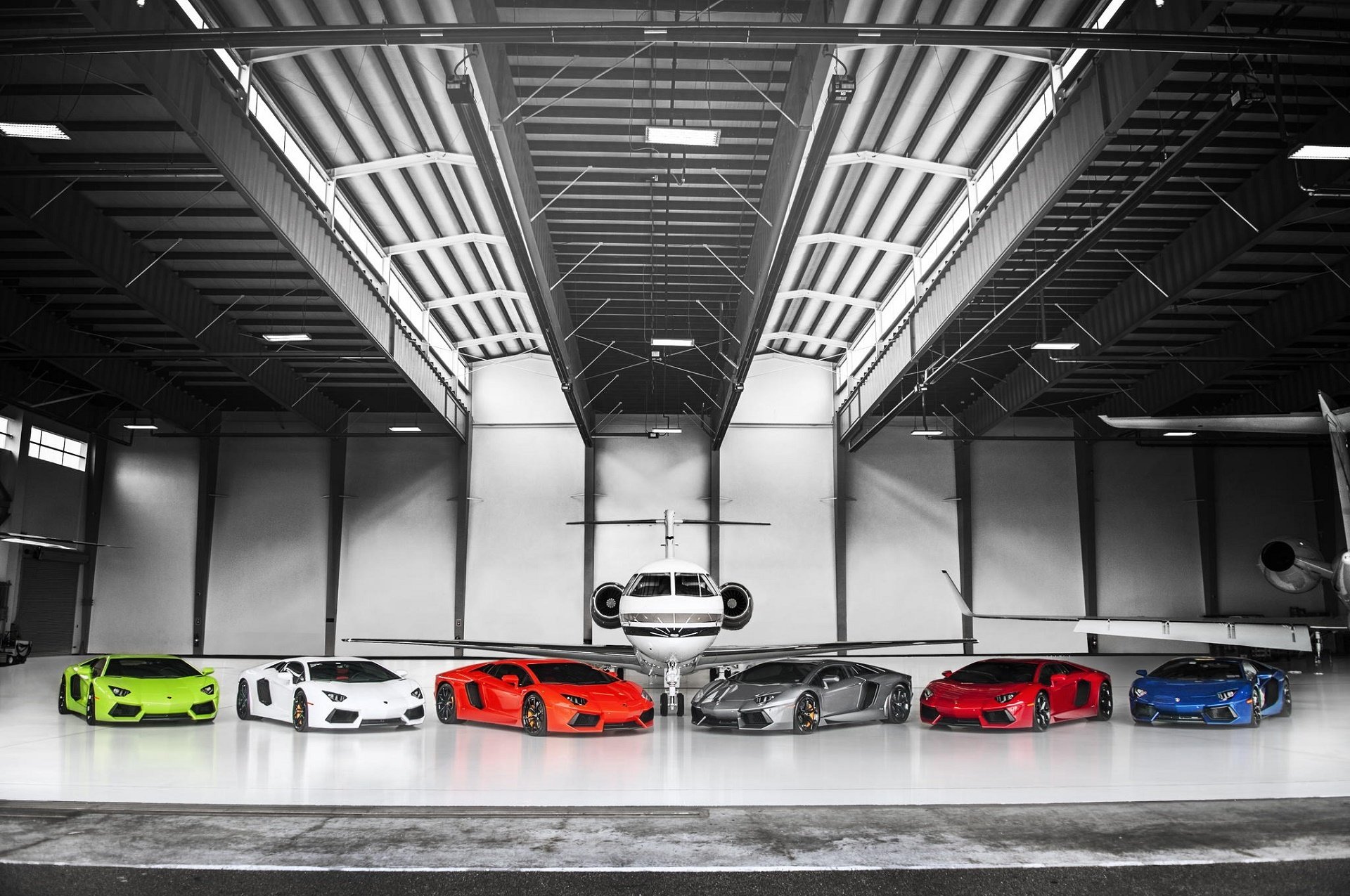 lamborghini aventador lp700-4 zielony biały pomarańczowy srebrny czerwony niebieski supersamochody samolot