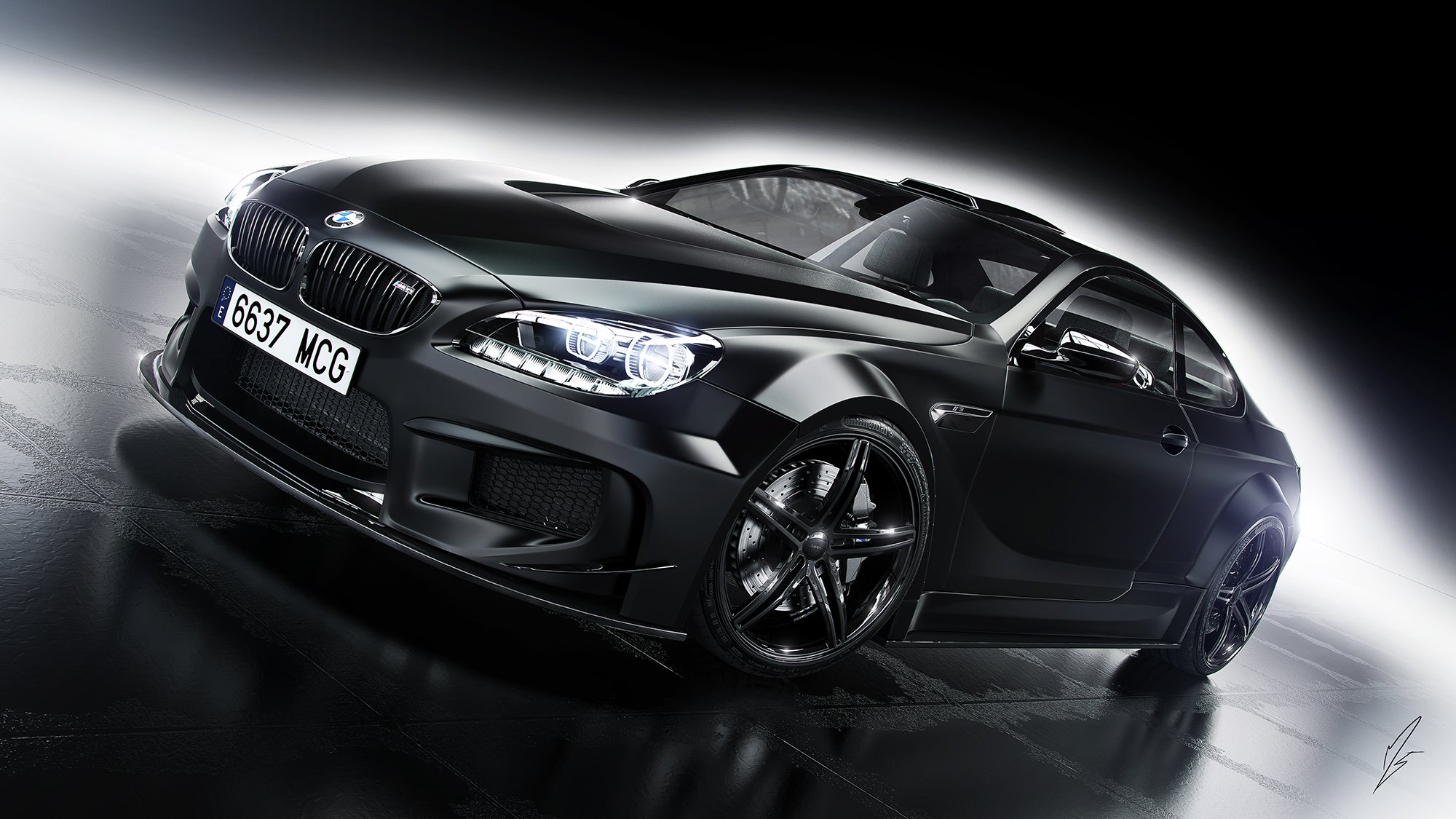 bmw m6 up design nero auto ruote anteriori