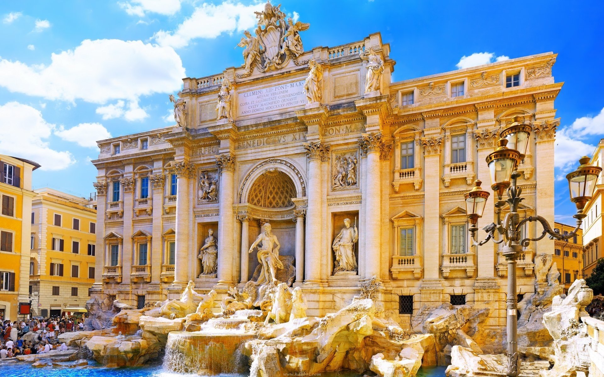 città roma italia fontana sculture cielo lanterna fontana di trevi