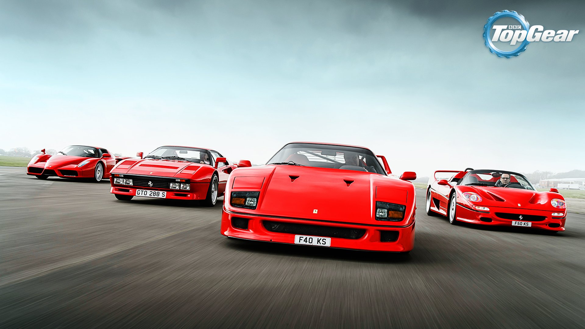 ferrari 288 gto f40 f50 enzo supersamochody włoski czerwony tor top gear przód